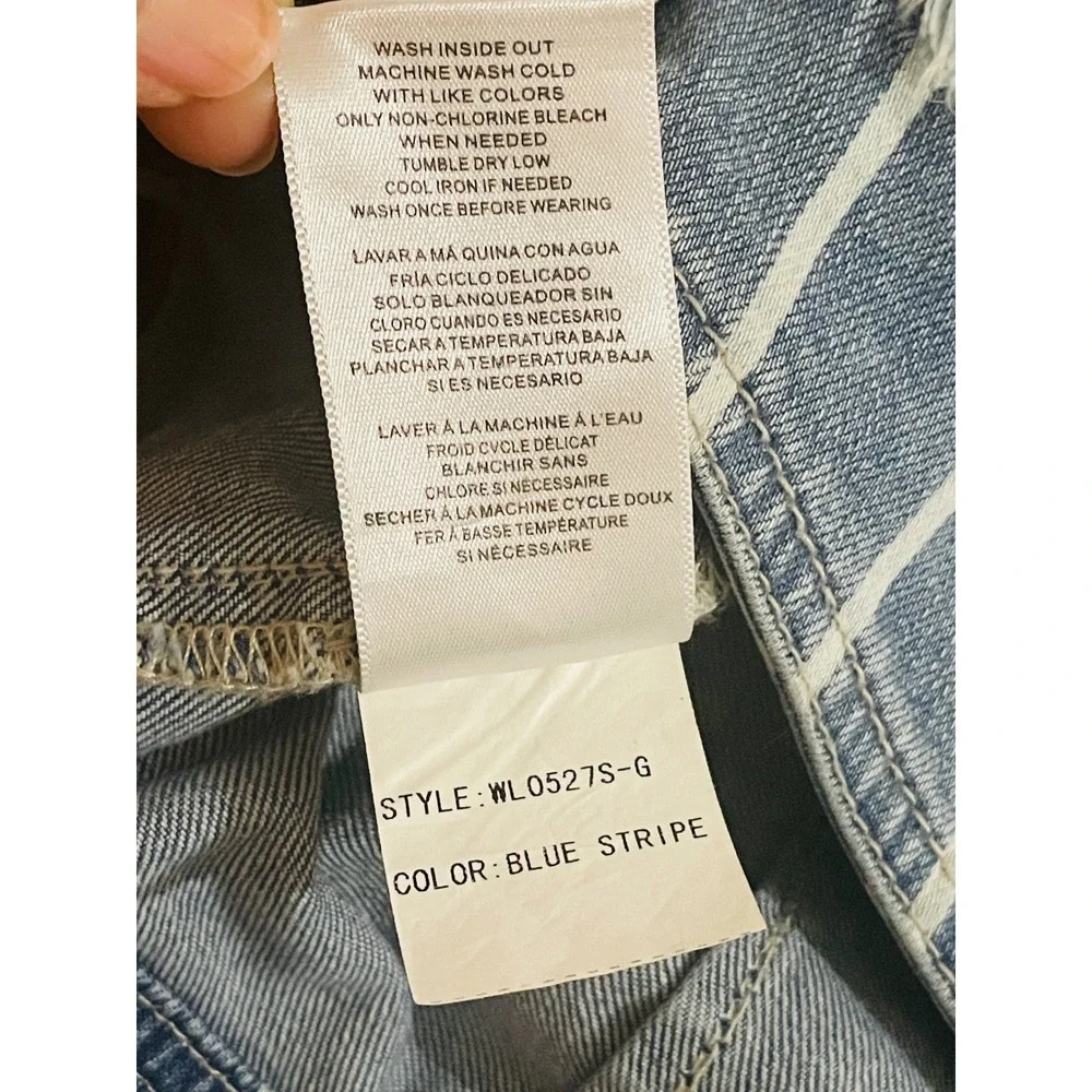 NWT Wash Lab Sally‎ Classic Stripes Midi Skirt Women's 27 Striped Denim